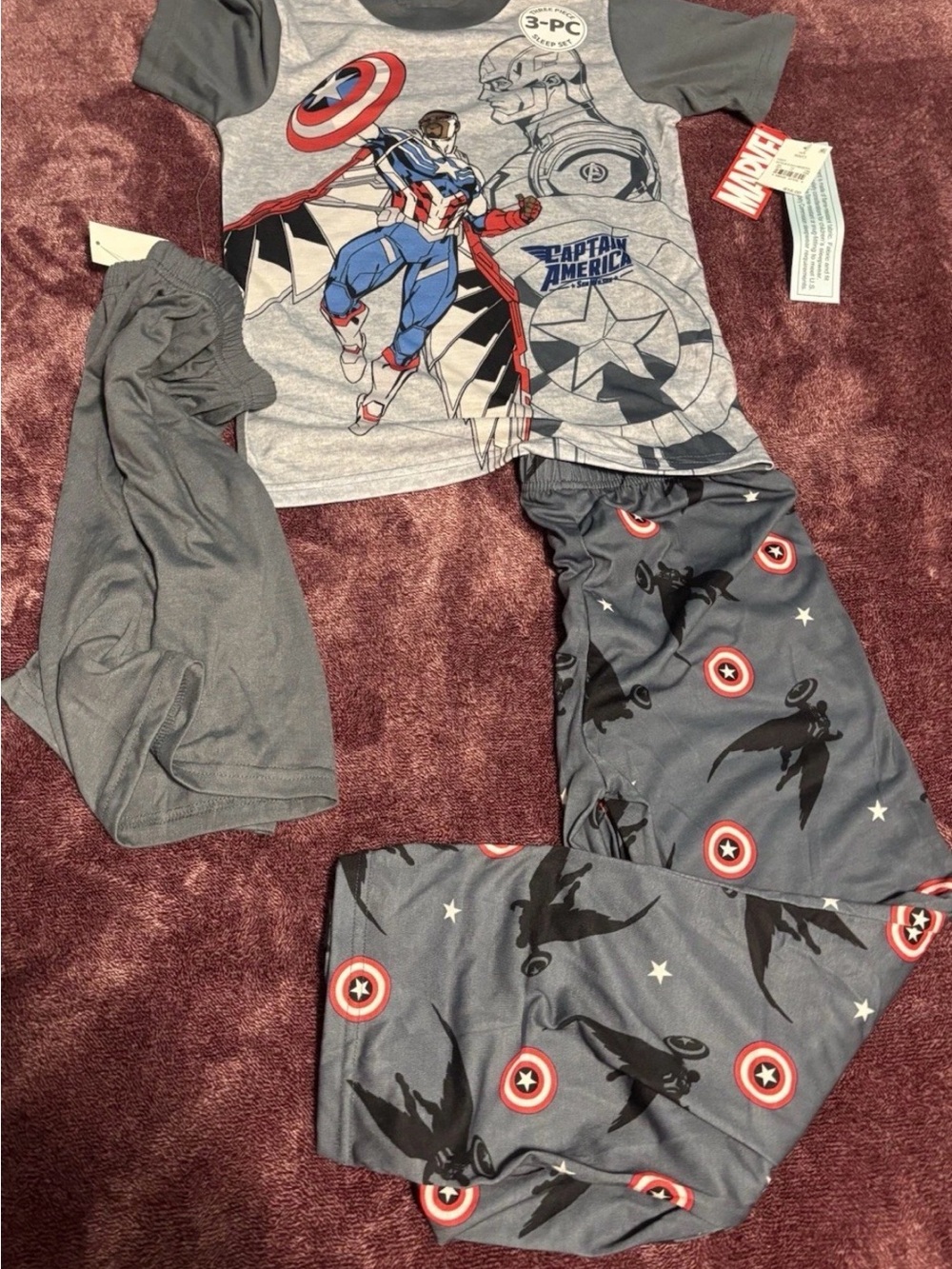 Marvel Captain America Grey, Red, Blue Boys Pajama Set
